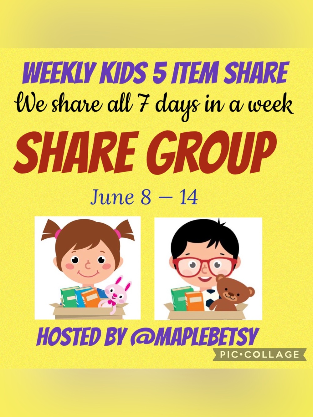 😎closed😎: weekly kids share group all 7 days June 8 — 14 (share 5 items pp) - Picture 1 of 3